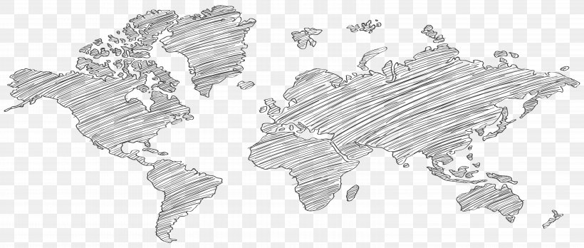 World Map Globe Sketch Vector Graphics, PNG, 6253x2661px, World, Art, Artwork, Black And White, Cartography Download Free