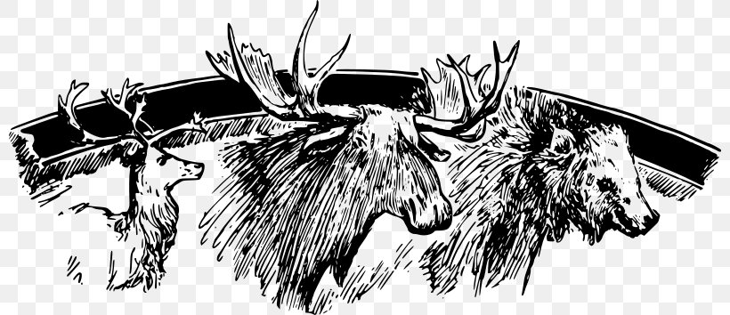 Reindeer Clip Art, PNG, 800x354px, Reindeer, Animal, Bear, Black And White, Description Download Free