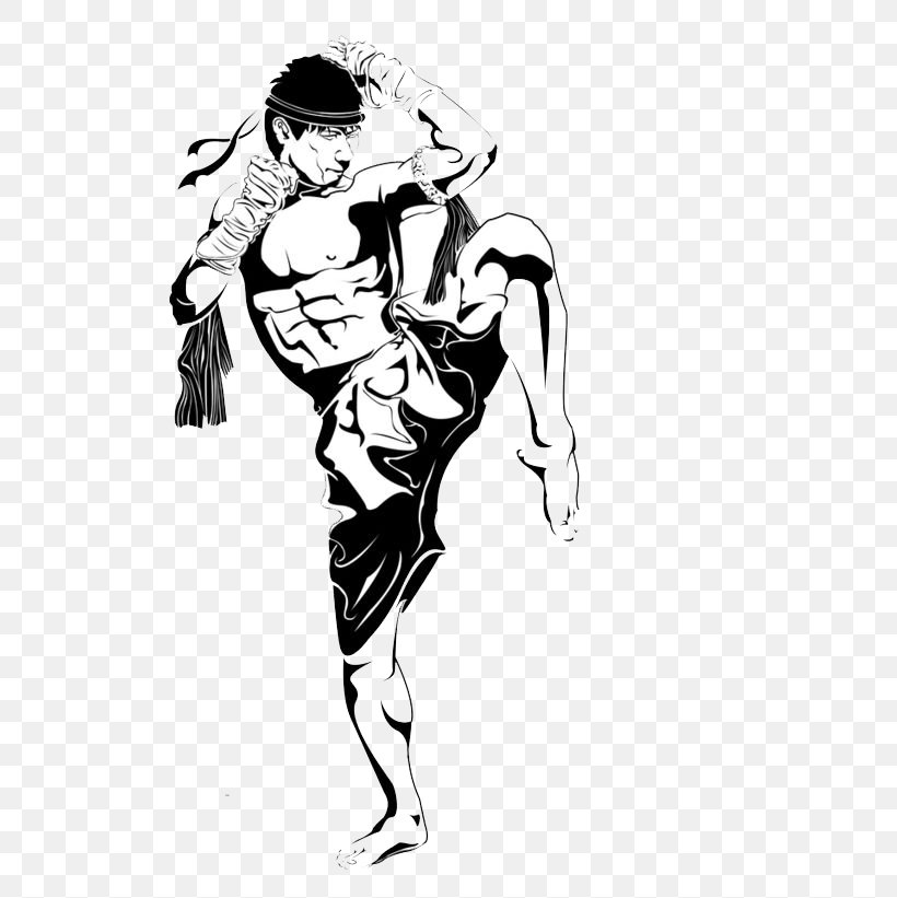 Thailand Muay Thai Kickboxing, PNG, 580x821px, Thailand, Art, Black And White, Boxing, Fictional Character Download Free