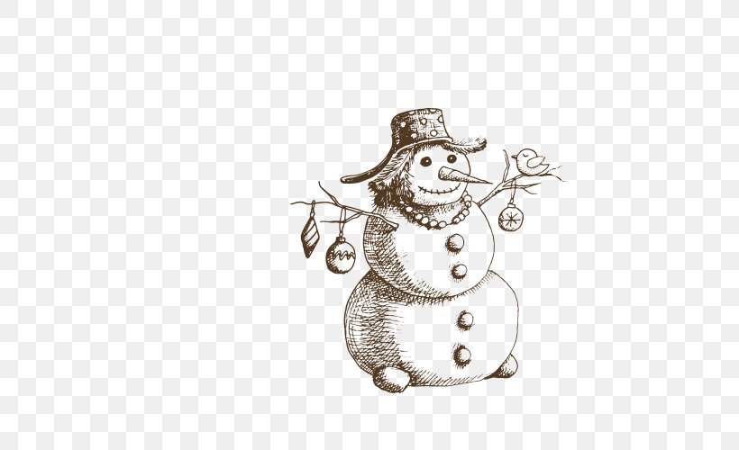 Snowman Christmas Drawing, PNG, 500x500px, Snowman, Art, Black And White, Christmas, Drawing Download Free