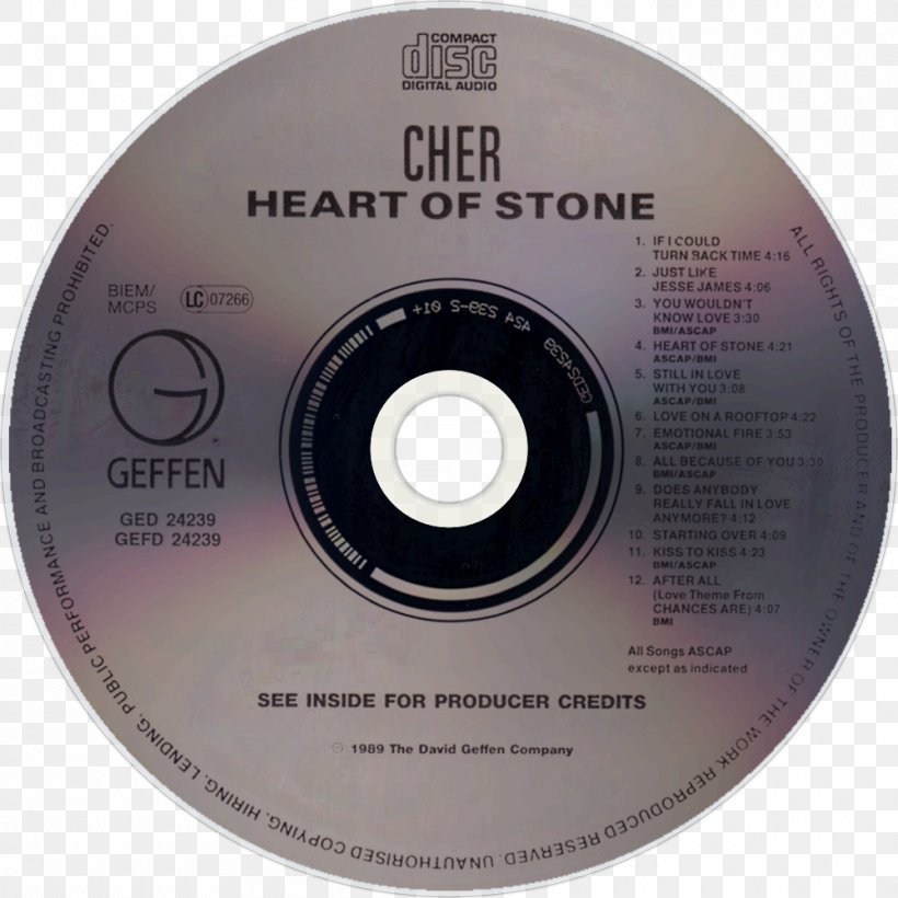 Compact Disc Heart Of Stone 20th Century Masters: The Millennium Collection: The Best Of Cher, Volume 2 Album, PNG, 1000x1000px, Watercolor, Cartoon, Flower, Frame, Heart Download Free