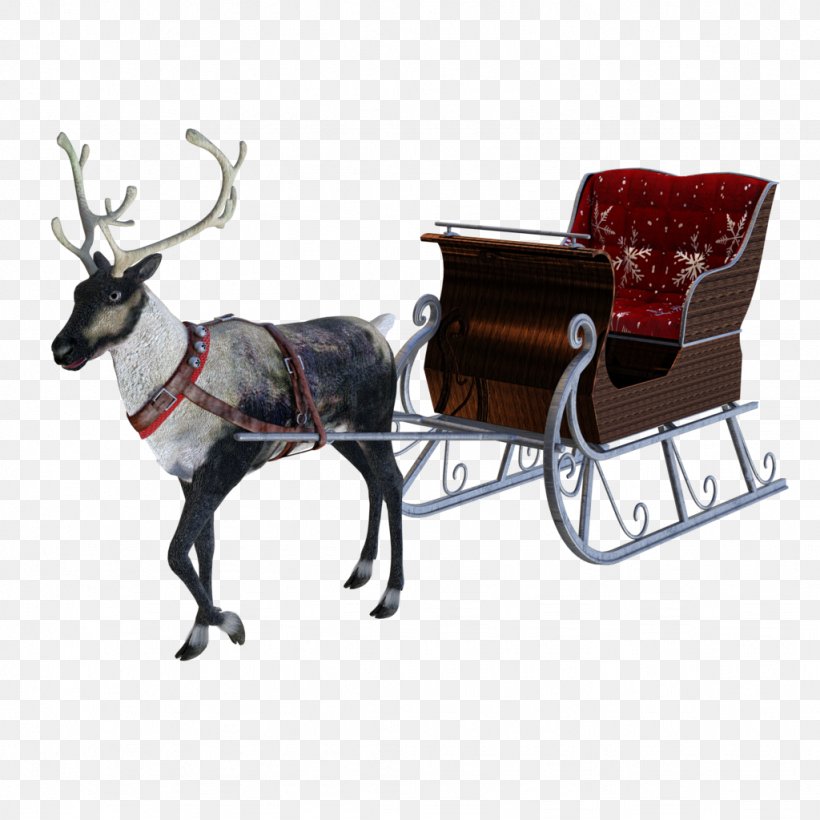 Reindeer Ded Moroz Rickshaw Sled, PNG, 1024x1024px, Reindeer, Cart, Chariot, Ded Moroz, Deer Download Free