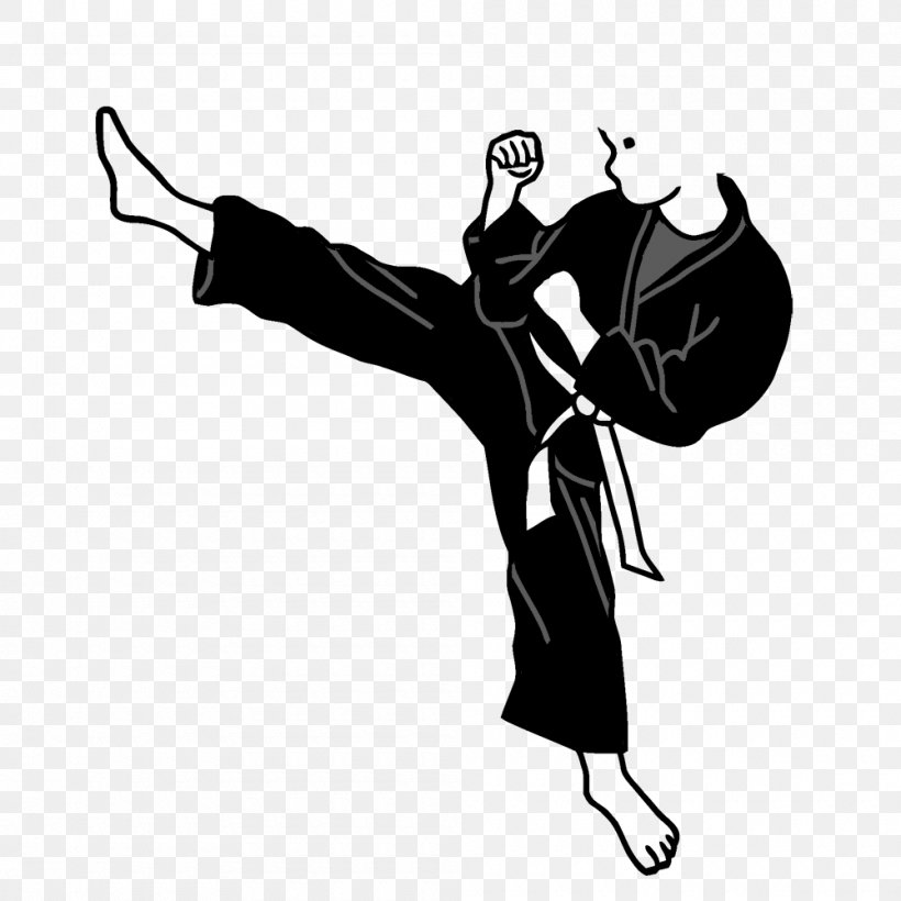 Karate Kick Martial Arts Budō Clip Art, PNG, 1000x1000px, Karate, Arm, Art, Artwork, Black Download Free