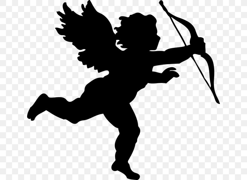 Angel Cartoon, PNG, 640x599px, Silhouette, Angel, Cherub, Cupid, Drawing Download Free