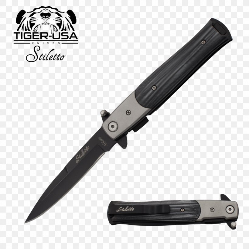 Assisted-opening Knife Switchblade Stiletto, PNG, 1024x1024px, Knife, Assistedopening Knife, Blade, Bowie Knife, Cold Weapon Download Free