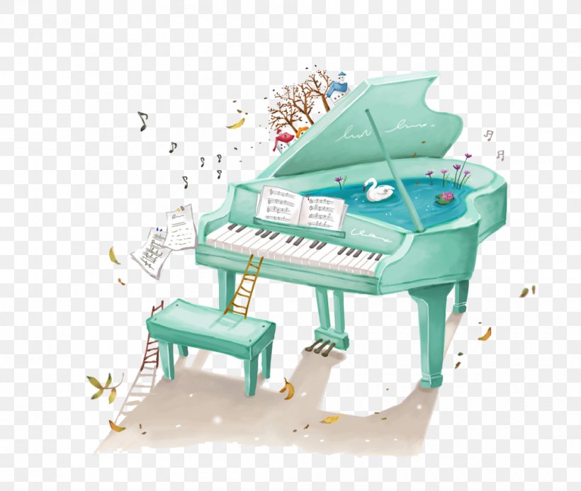 Piano Cartoon Illustration, PNG, 1006x851px, Watercolor, Cartoon, Flower, Frame, Heart Download Free