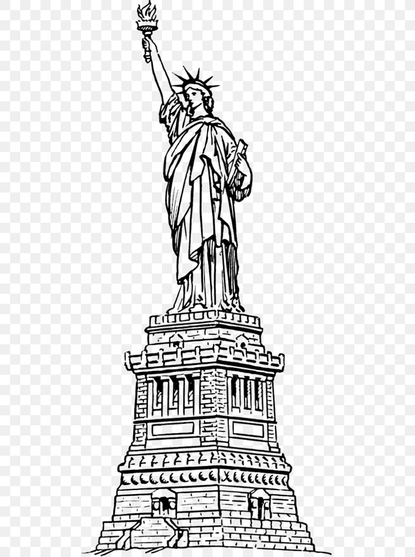 Statue Of Liberty Coloring Book Drawing Hudson River, PNG, 498x1100px, Statue Of Liberty, Area, Art, Artwork, Black And White Download Free
