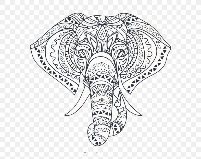 Elephant Wall Decal Sticker Tile, PNG, 650x650px, Indian Elephant, Area, Art, Asian Elephant, Black And White Download Free