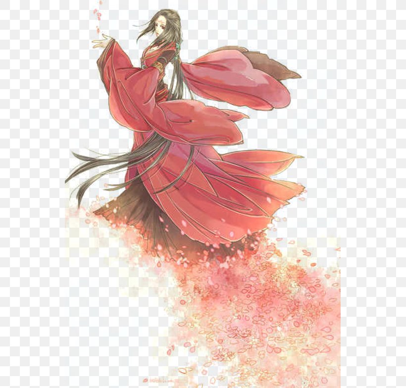 Red Costume Drama Illustration, PNG, 557x784px, Watercolor, Cartoon, Flower, Frame, Heart Download Free