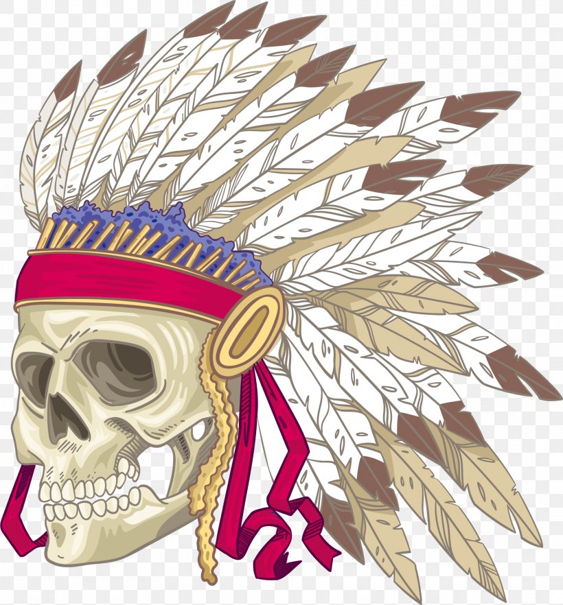 T-shirt Skull Feather War Bonnet Indigenous Peoples Of The Americas, PNG, 1765x1900px, Tshirt, Art, Bone, Drawing, Feather Download Free