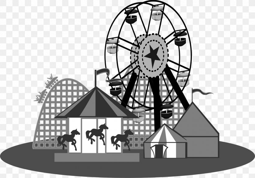 Amusement Park Traveling Carnival Clip Art, PNG, 2400x1680px, Amusement Park, Black And White, Carousel, Circus, Ferris Wheel Download Free