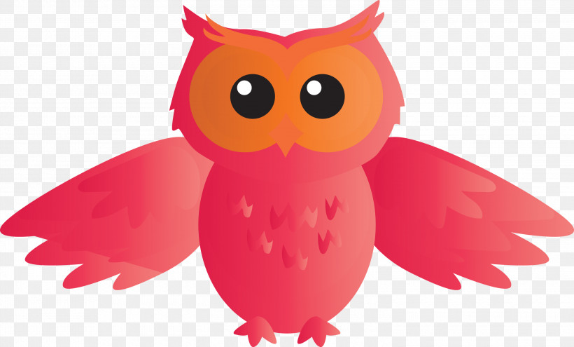 Owl Bird Pink Cartoon Bird Of Prey, PNG, 3000x1812px, Watercolor Owl, Animation, Beak, Bird, Bird Of Prey Download Free