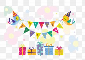 Happy Birthday Elements - Birthday Cake Gift Greeting Card PNG