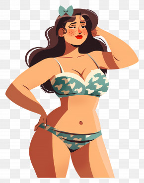 Cartoon Woman - Confident Woman In Bikini PNG