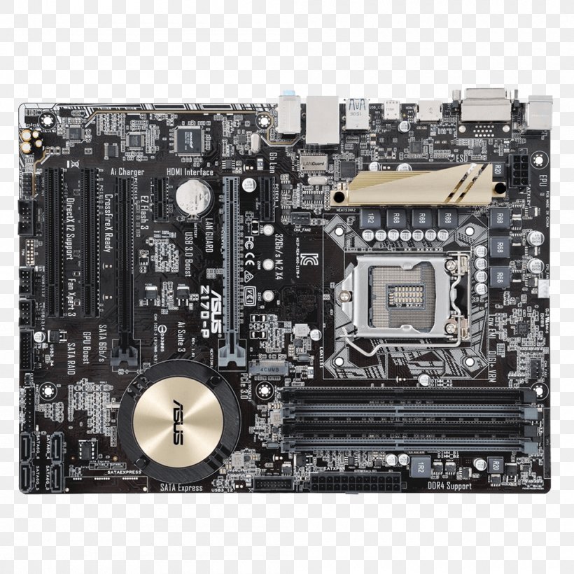 LGA 1151 Motherboard ATX Land Grid Array ASUS, PNG, 1000x1000px, Lga 1151, Asus, Asus Z170a, Atx, Central Processing Unit Download Free