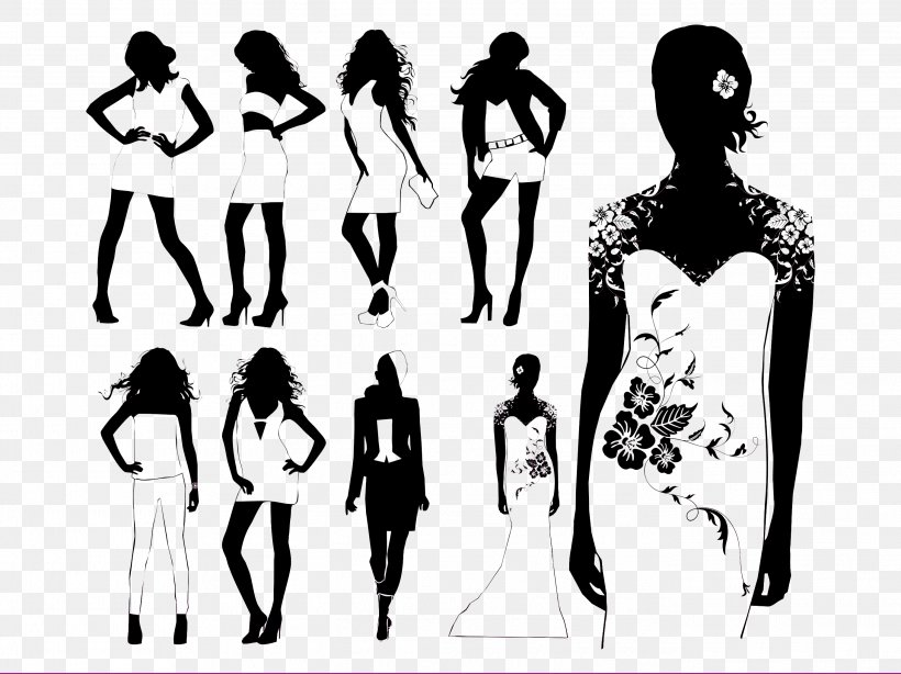 Model Fashion Runway Silhouette, PNG, 2743x2056px, Watercolor, Cartoon, Flower, Frame, Heart Download Free