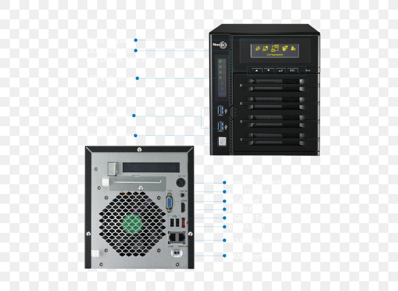 Network Storage Systems Thecus N4800Eco Origin Storage Thecus N4800 Thecus W4000, PNG, 600x600px, Network Storage Systems, Computer, Computer Case, Computer Component, Computer Cooling Download Free