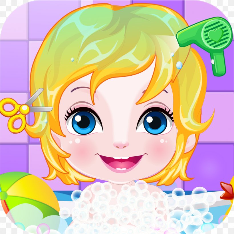 Happy Baby Hairdresser Game HD Android Perfect Braid Hairdresser 2 Perfect Summer Braids Strawberry Cheesecake Cooking, PNG, 1024x1024px, Watercolor, Cartoon, Flower, Frame, Heart Download Free