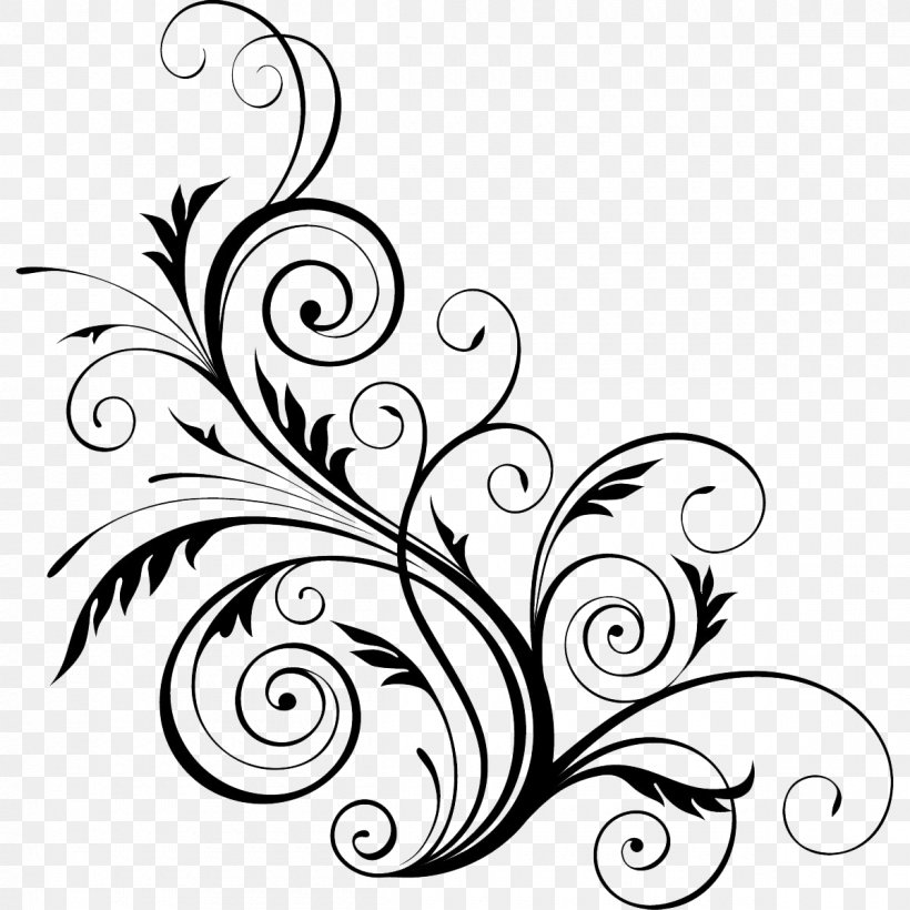 Floral Design Flower Clip Art, PNG, 1200x1200px, Floral Design, Art, Artwork, Black, Black And White Download Free