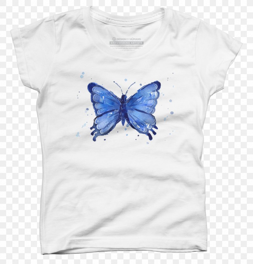 Butterfly T-shirt Watercolor Painting Printmaking, PNG, 1725x1800px, Butterfly, Art, Blue, Design By Humans, Drawing Download Free