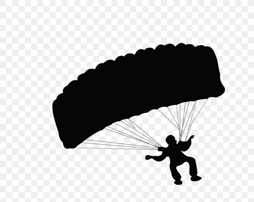 Parachute Parachuting Silhouette, PNG, 1357x1080px, Parachute, Black, Black And White, Drawing, Parachuting Download Free