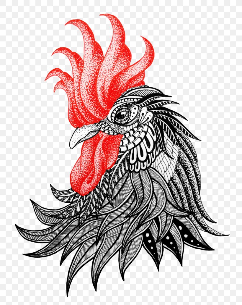Rooster Drawing Dragon Abziehtattoo, PNG, 775x1031px, Rooster, Abziehtattoo, Art, Beak, Bird Download Free