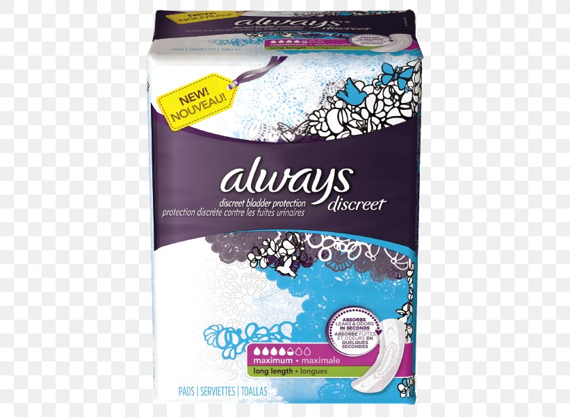 Always Incontinence Pad Urinary Incontinence Feminine Sanitary Supplies Sanitary Napkin, PNG, 600x600px, Always, Adult Diaper, Brand, Depend, Disposable Download Free
