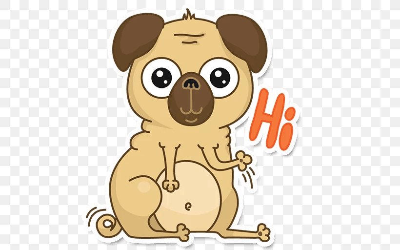 Pug Canidae Sticker Telegram Clip Art, PNG, 512x512px, Pug, Animal, Canidae, Carnivoran, Cartoon Download Free