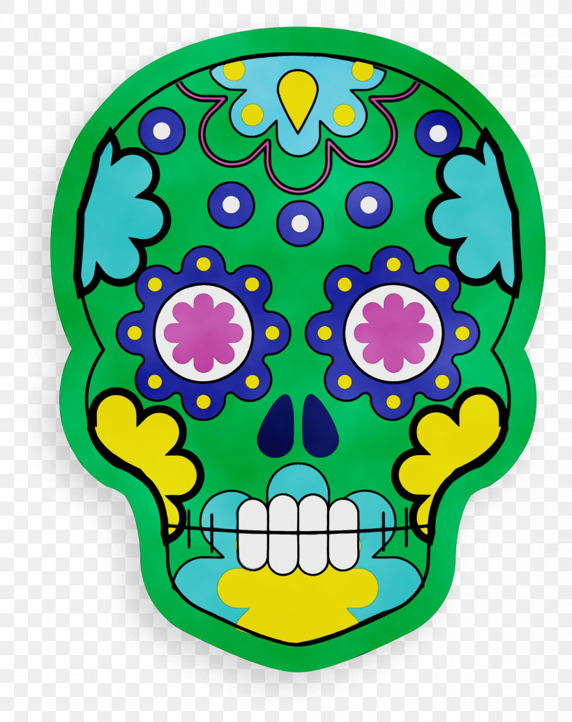 Green Pattern, PNG, 2374x3000px, Skull, Green, Mexico, Paint, Watercolor Download Free