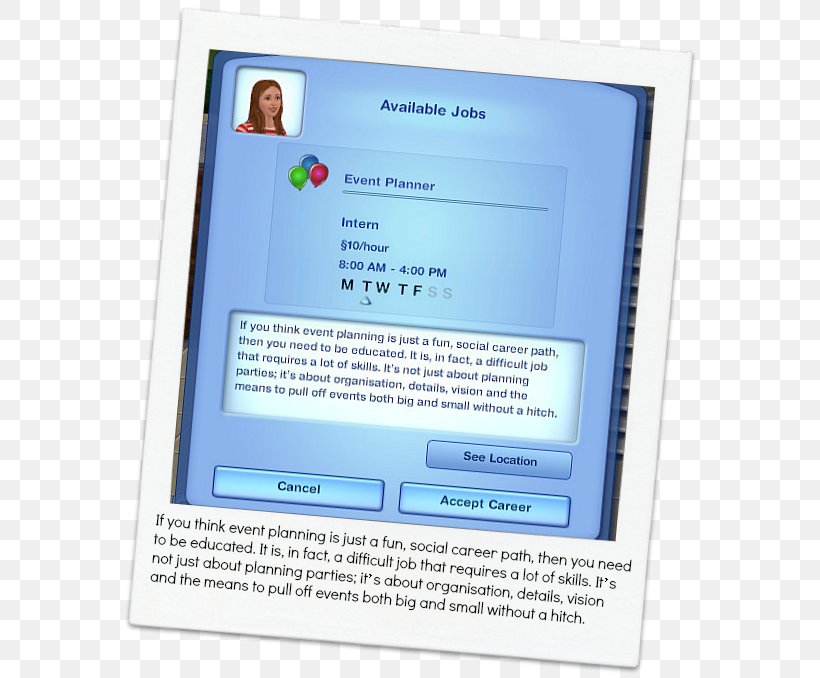 The Sims 3 The Sims 4 Computer Program Mod The Sims Careers: Florist, PNG, 582x678px, Sims 3, Adult, Blue, Career, Computer Download Free