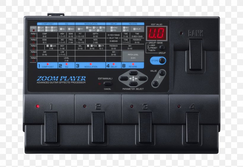 Effects Processors & Pedals Zoom Corporation Guitar VOX StompLab IG Electronic Musical Instruments, PNG, 1500x1032px, Effects Processors Pedals, Acoustic Guitar, Audio, Audio Receiver, Distortion Download Free