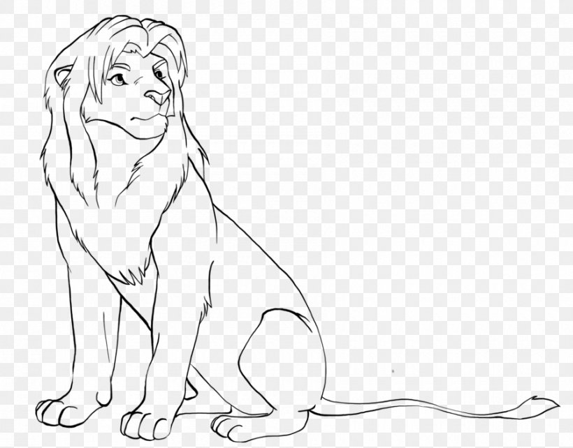 Lion Line Art Mufasa Simba Drawing, PNG, 900x705px, Lion, Art, Artwork, Big Cats, Black And White Download Free
