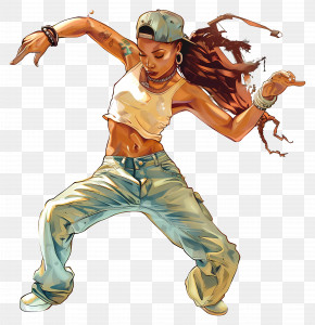 Hip Hop Dancer - Illustration Of A Dancing Girl In Movement PNG
