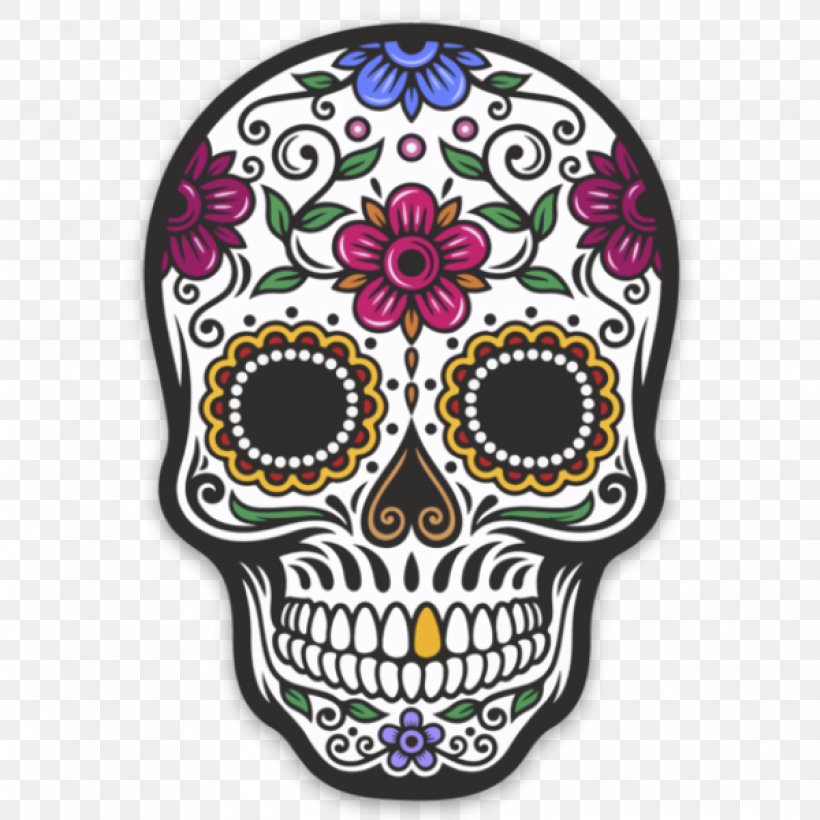 Calavera Day Of The Dead Skull Sticker Death, PNG, 4167x4167px, Calavera, Abziehtattoo, Bone, Day Of The Dead, Death Download Free