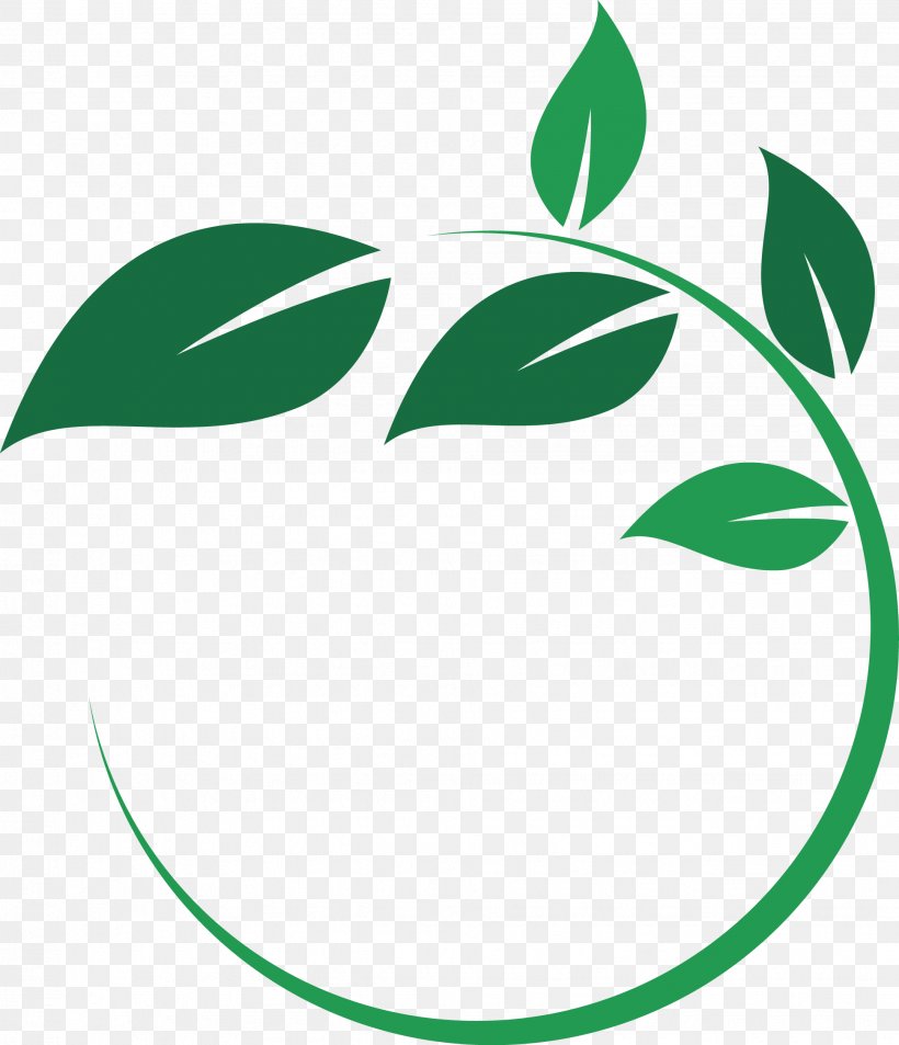 Main Street Wellness Studio Leaf Circle Plant Stem Logo, PNG