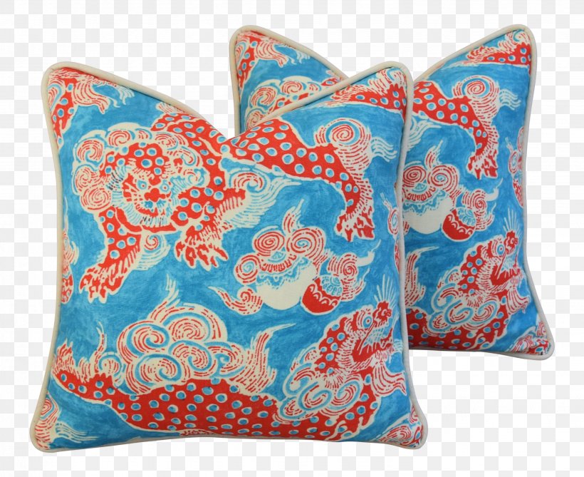 Throw Pillows Cushion Textile Dragon, PNG, 2877x2348px, Pillow, Blue, Chinoiserie, Cushion, Dragon Download Free