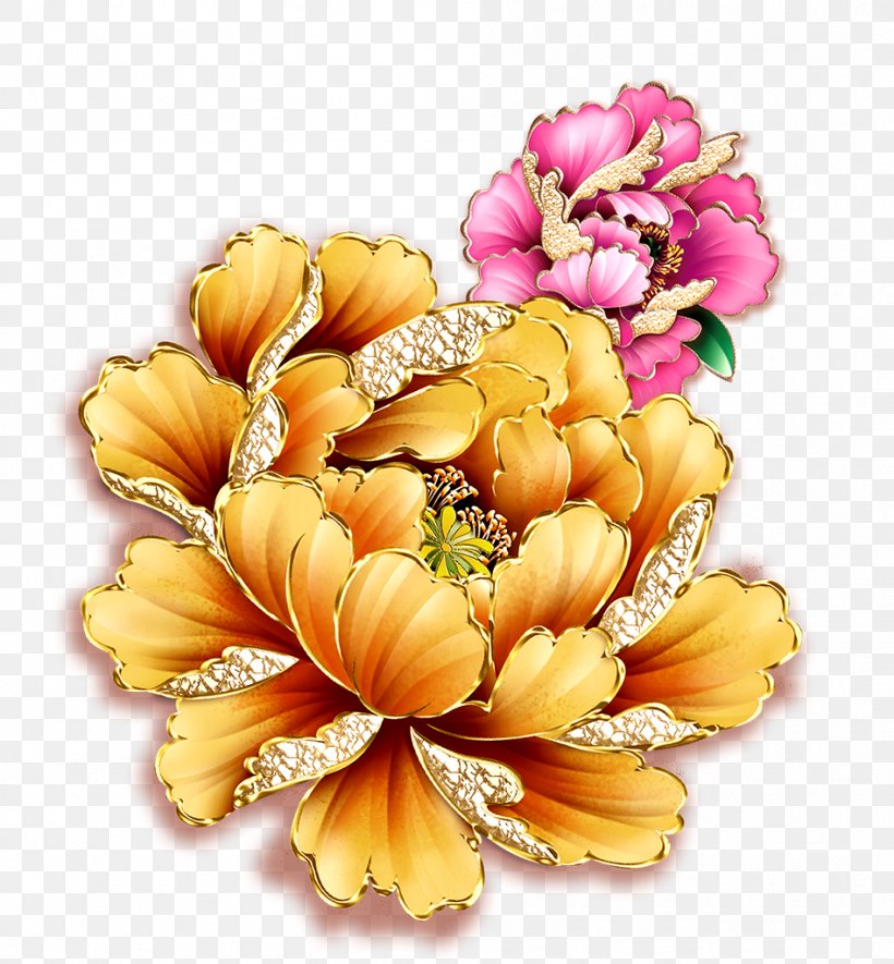 Moutan Peony Gold Clip Art, PNG, 947x1023px, Moutan Peony, Blue, Chrysanths, Cut Flowers, Floral Design Download Free