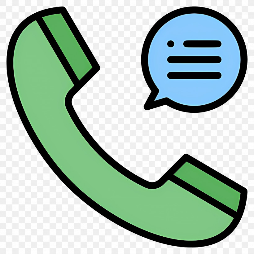 Telephone Call - Green Phone Icon With Text Message Bubble PNG