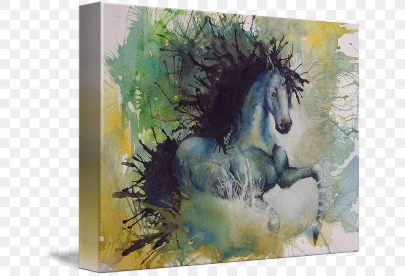 Watercolor Painting Mustang Stallion Mane, PNG, 650x560px, Painting, Acrylic Paint, Acrylic Resin, Art, Horse Download Free