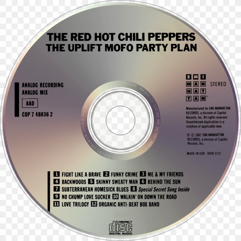 Compact Disc Red Hot Chili Peppers The Uplift Mofo Party Plan Album Madison Square Garden, PNG, 1000x1000px, Watercolor, Cartoon, Flower, Frame, Heart Download Free