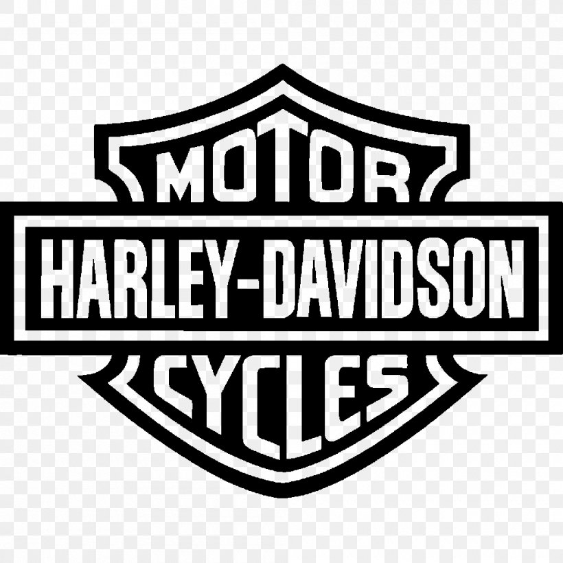 Harley-Davidson Logo Motorcycle Decal Clip Art, PNG, 1000x1000px, Harleydavidson, Area, Black And White, Brand, Decal Download Free