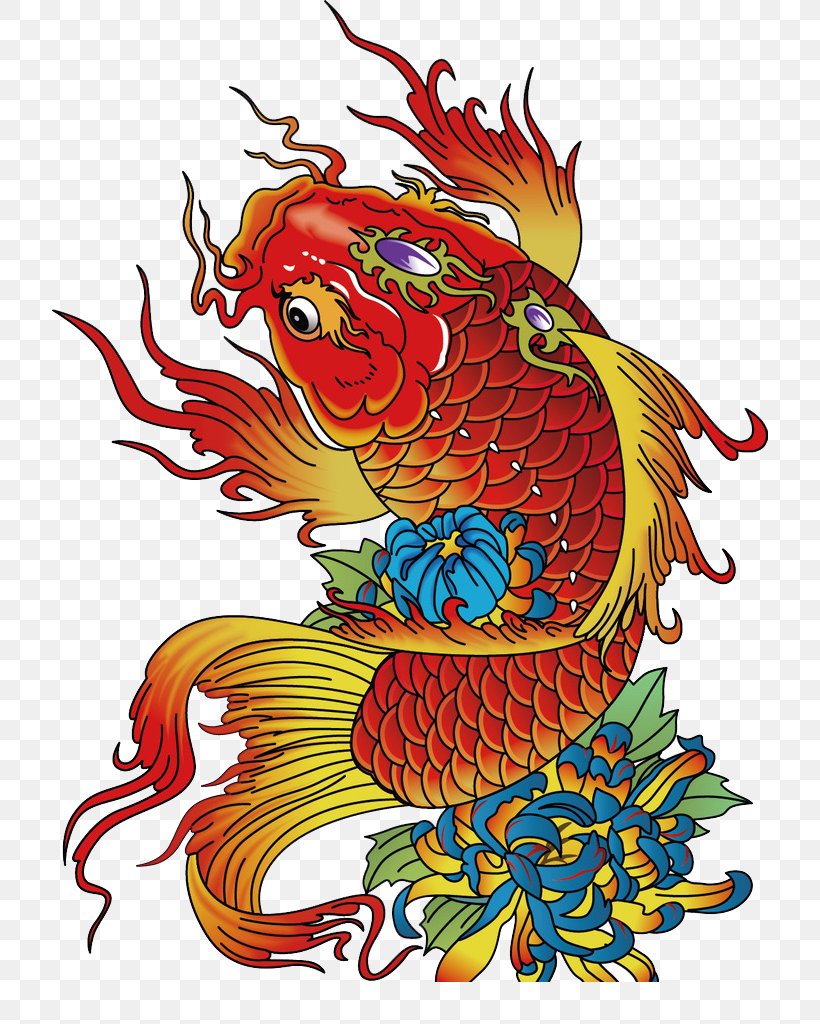 Illustration, PNG, 716x1024px, Fish, Art, Color, Dragon, Drawing Download Free