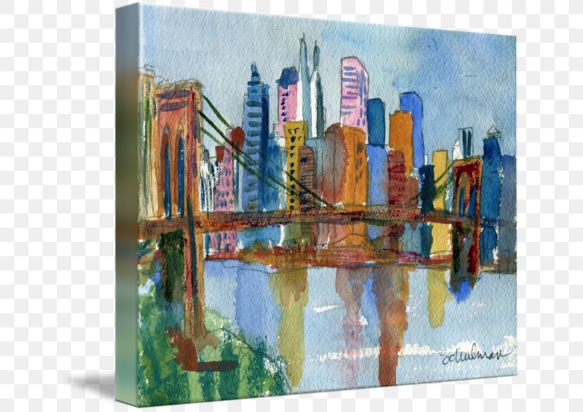 New York City Watercolor Painting Art Skyline, PNG, 650x579px, New York City, Acrylic Paint, Art, Artwork, Cityscape Download Free