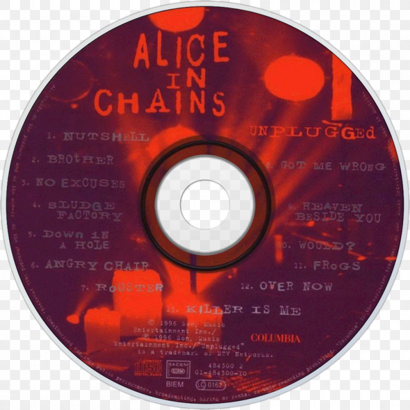 Unplugged Alice In Chains Compact Disc Phonograph Record, PNG, 1000x1000px, Watercolor, Cartoon, Flower, Frame, Heart Download Free
