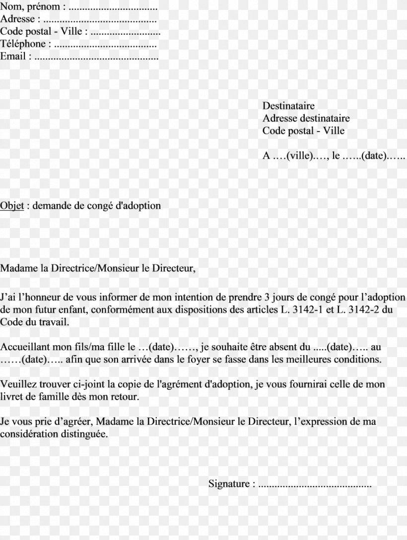 Document Paternity Leave In France Letter Leave Of Absence