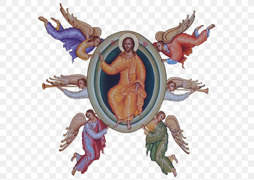 Icon Ascension Of Jesus Eastern Orthodox Church Angel Oriental Orthodoxy, PNG, 580x583px, Ascension Of Jesus, Action Figure, Angel, Art, Ascension Day Download Free