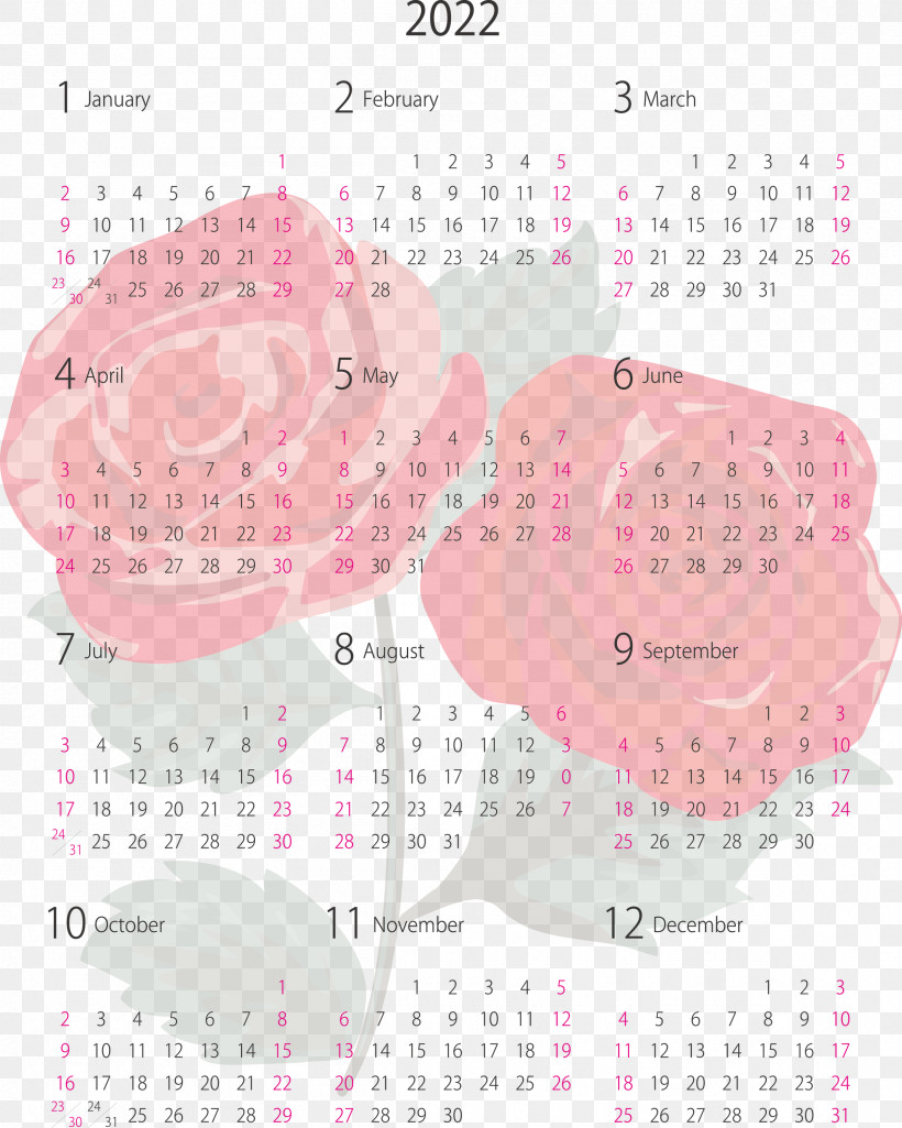 2022 Yearly Calendar Printable 2022 Yearly Calendar, PNG, 2400x3000px, Sunday, April, August, Calendar System, Day Download Free