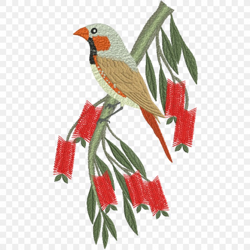 Machine Embroidery Bird Floral Design, PNG, 1000x1000px, Embroidery, Art, Beak, Bird, Branch Download Free