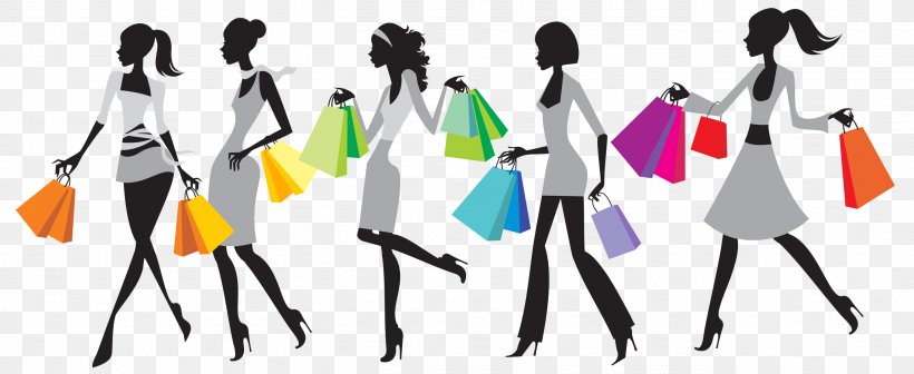 Shopping Woman Fashion Bag, PNG, 2625x1077px, Shopping, Area, Artwork, Bag, Clothing Download Free