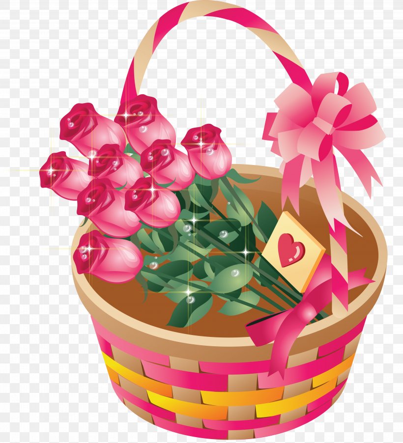 Desktop Wallpaper Garden Roses Flower Bouquet Pink, PNG, 4544x5000px, Garden Roses, Basket, Blume, Display Resolution, Easter Basket Download Free